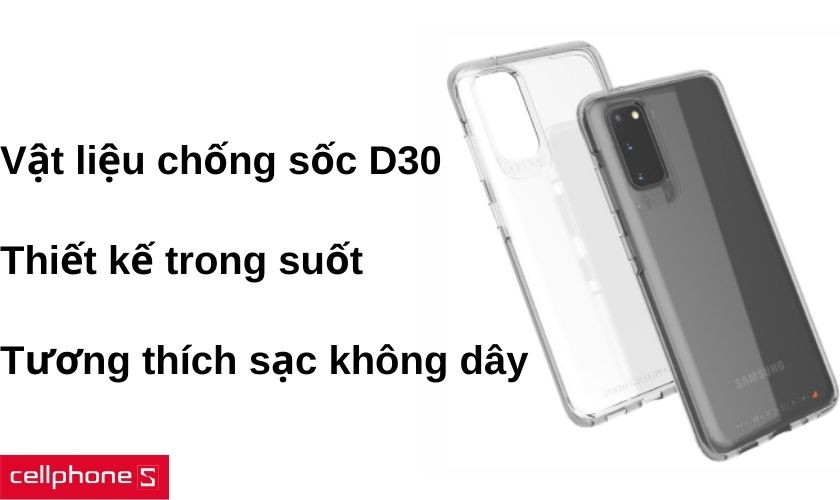 Được làm từ chất liệu gồm nhựa dẻo TPU, nhựa cứng và vật liệu chống sốc D30