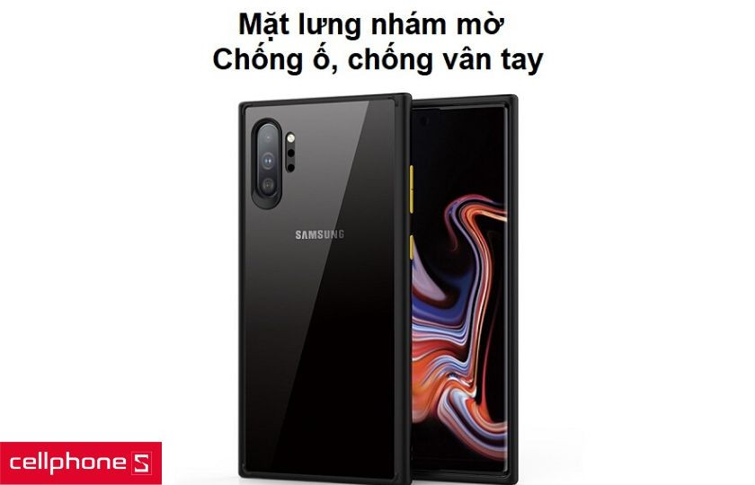Chất liệu mặt lưng nhựa PC nhám, chống ố và vân tay cùng viền TPU dẻo đàn hồi tốt