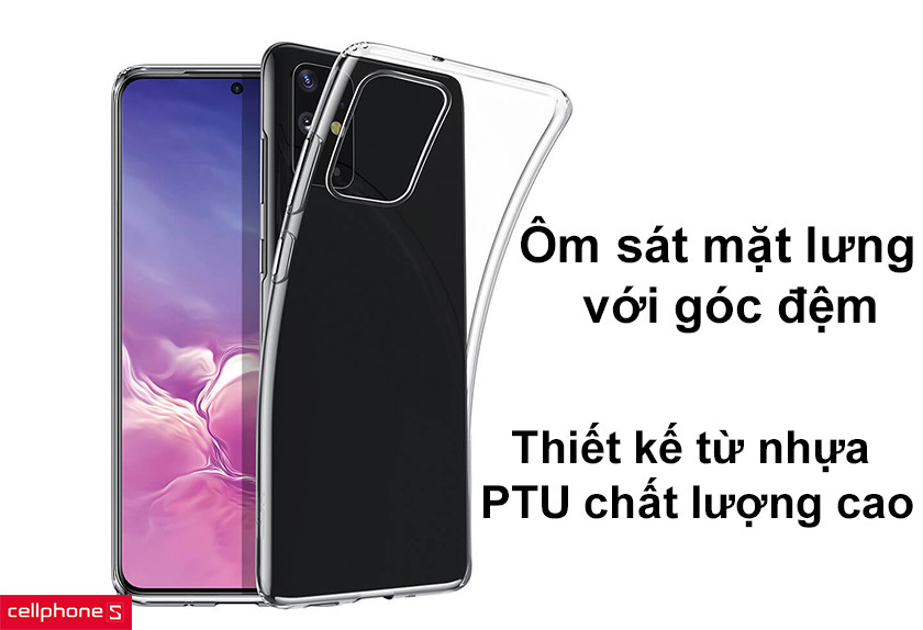 Thiết kế từ nhựa PTU chất lượng cao, ôm sát mặt lưng điện thoại với góc đệm