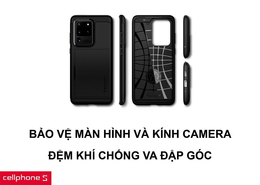 Bảo vệ màn hình và kính camera và chống va đập, móp méo góc cạnh với đệm khí