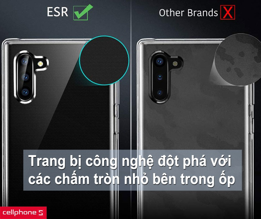 ESR Slim Clear Glass tương thích tốt với điện thoại Samsung Note 10, chống bám dính bụi bẩn và vân tay hiệu quả.