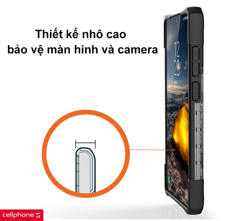 thiết kế nhô cao bảo vệ màn hình và camera