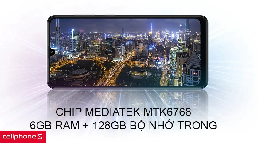 Hiệu năng mạnh mẽ với MEDIATEK và ram 6GB, dung lượng pin 5.000 mAh 