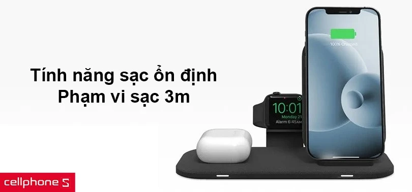 Khả năng sạc đồng thời nhiều thiết bị và sạc trong phạm vi đến 3m