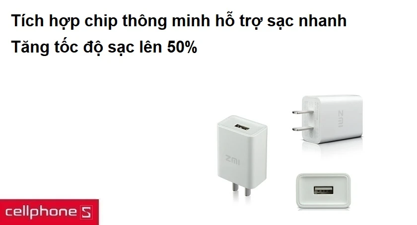 Tích hợp chip thông minh hỗ trợ sạc nhanh