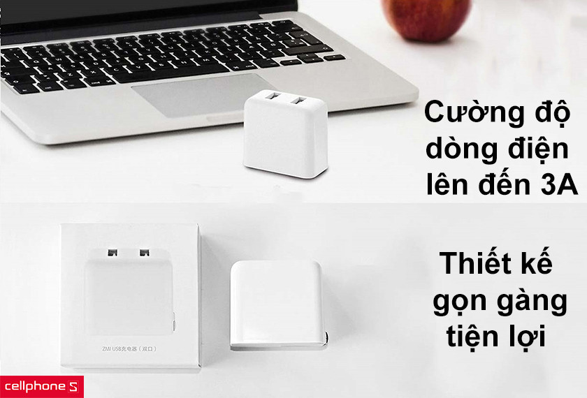 Cường độ dòng điện lên đến 3A, tiện lợi với thiết kế gọn gàng