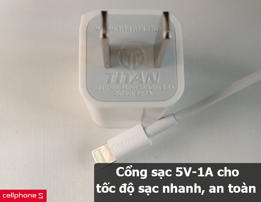 Cổng sạc 5V-1A cho độ an toàn cao, tốc độ sạc nhanh
