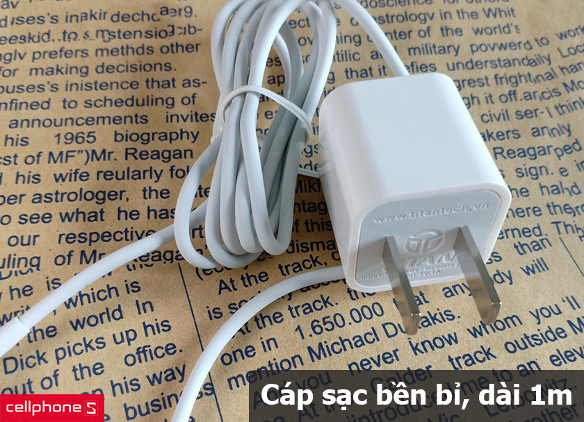 Kèm cáp lightning bền bỉ, dài 1m
