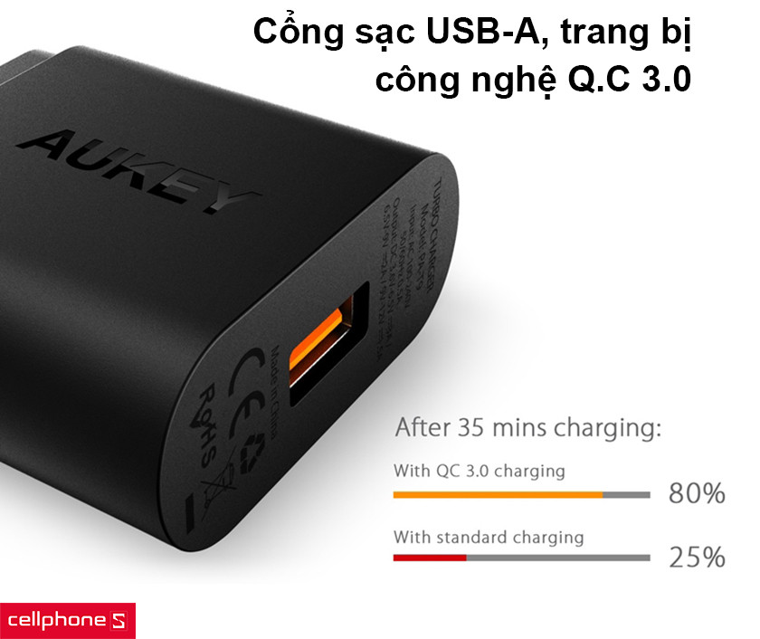 Cổng sạc USB-A, trang bị công nghệ Q.C 3.0