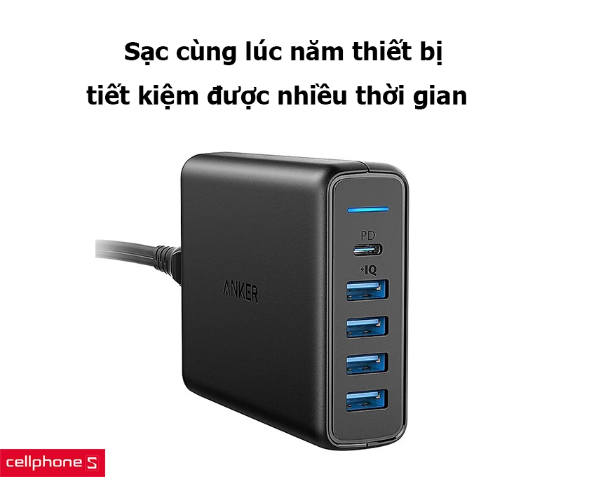 Sạc cùng lúc năm thiết bị