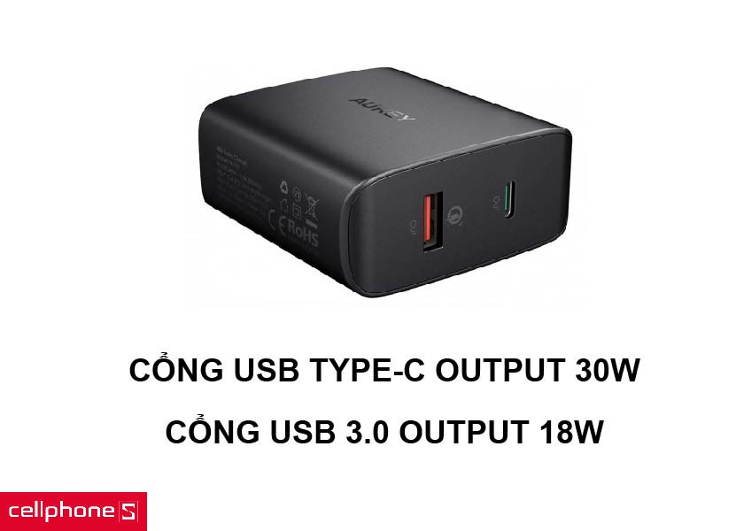 Cổng sạc USB Type-C sạc nhanh, hiện đại cùng cổng USB 3.0 có Quick Charge