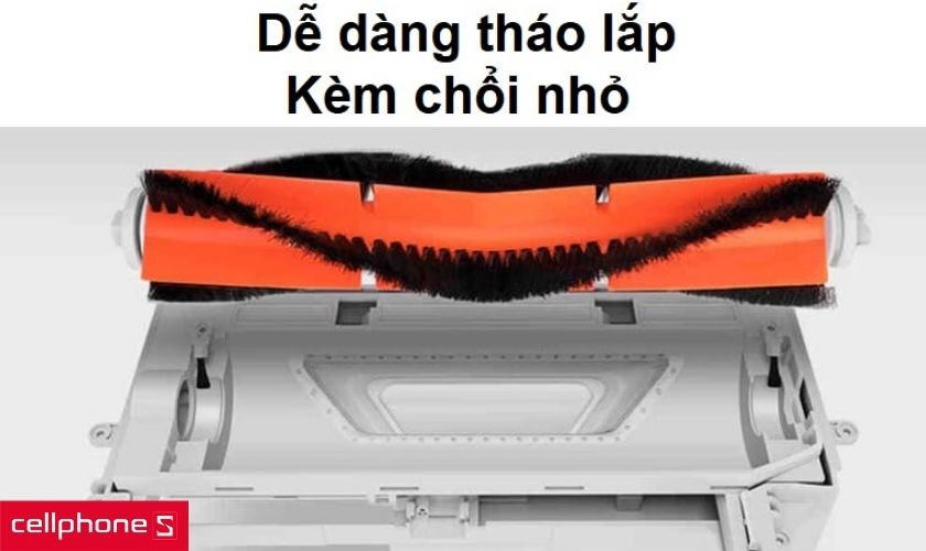 Tháo lắp dễ dàng, cùng chổi nhỏ đi kèm giúp vệ sinh chổi chính dễ dàng