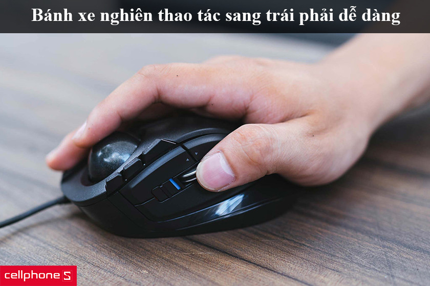 ánh xe nghiên trên chuột bi có dây Elecom M-DT1UR cho phép chủ nhân thao tác sang trái phải dễ dàng