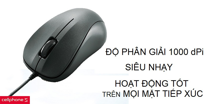 Độ phân giải 1000dPi, siêu nhạy hoạt động tốt trên mọi mặt tiếp xúc