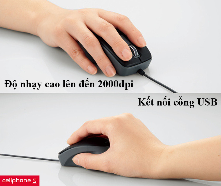 Độ nhạy cao lên đến 2000dpi, kết nối cổng USB