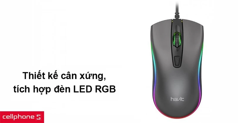 Thiết kế cân xứng, tích hợp đèn LED RGB