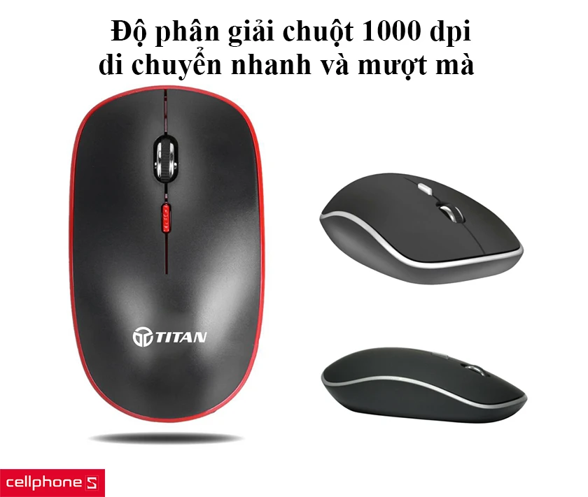 Độ phân giải chuột 1000 dpi, kết nối băng tần 2.4GHz    