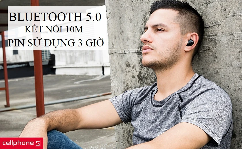 Trang bị bluetooth 4.2 cho kết nối luôn ổn định ở khoảng cách lên đến 10m cùng thời gian sử dụng lên đến 3 giờ