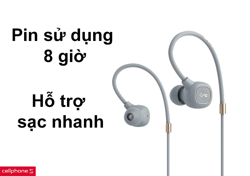 Pin sử dụng liên tục 8 giờ hỗ trợ sạc nhanh