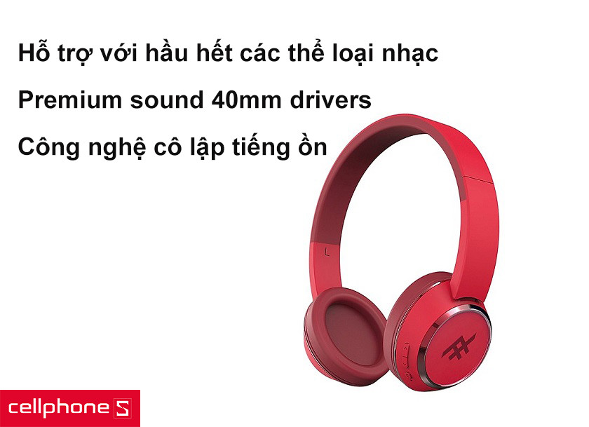 Premium sound 40mm drivers cho âm thanh mạnh mẽ, công nghệ cô lập tiếng ồn