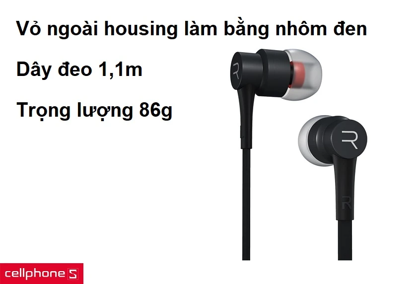 Vỏ ngoài housing làm bằng nhôm đen, dây đeo 1,1m