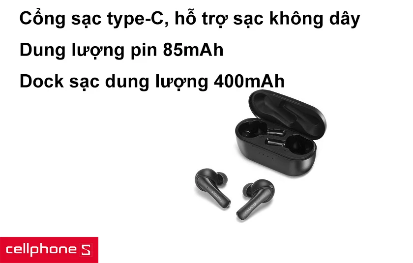 Dung lượng pin 85mAh cho thời gian nghe lên tới 10 giờ