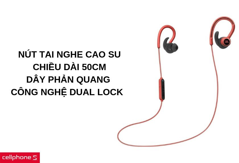 Thiết kế nút tai nghe cao su, chiều dài 50cm, dây phản quang