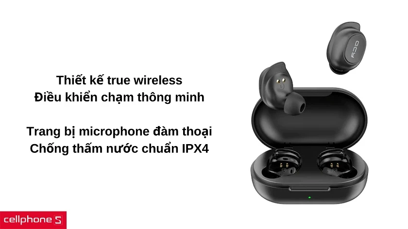 Thiết kế chuẩn không dây gọn nhẹ, trang bị microphone và chống thấm nước chuẩn IPX4