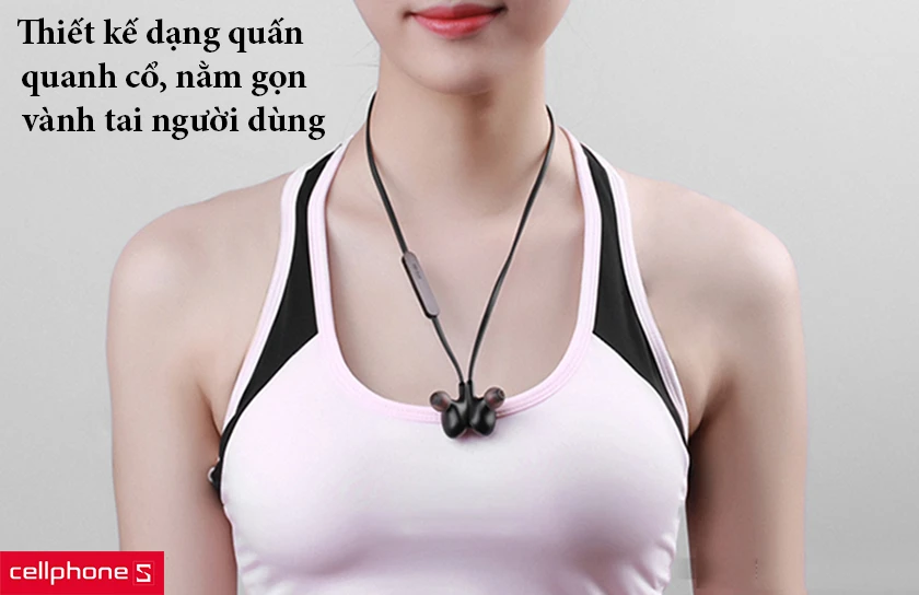 Thiết kế dạng quấn quanh cổ, nằm gọn vành tai người dùng