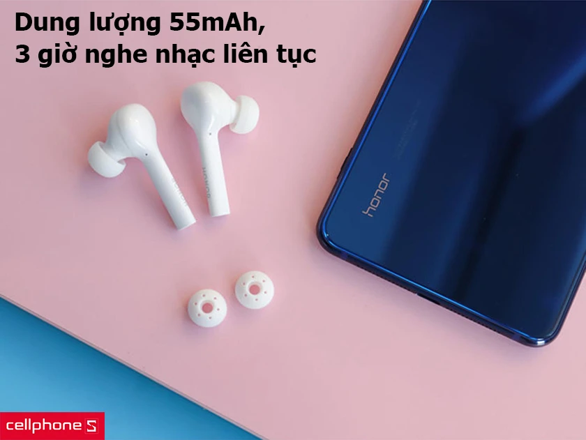 dung lượng 55mAh, 3 giờ nghe nhạc liên tục