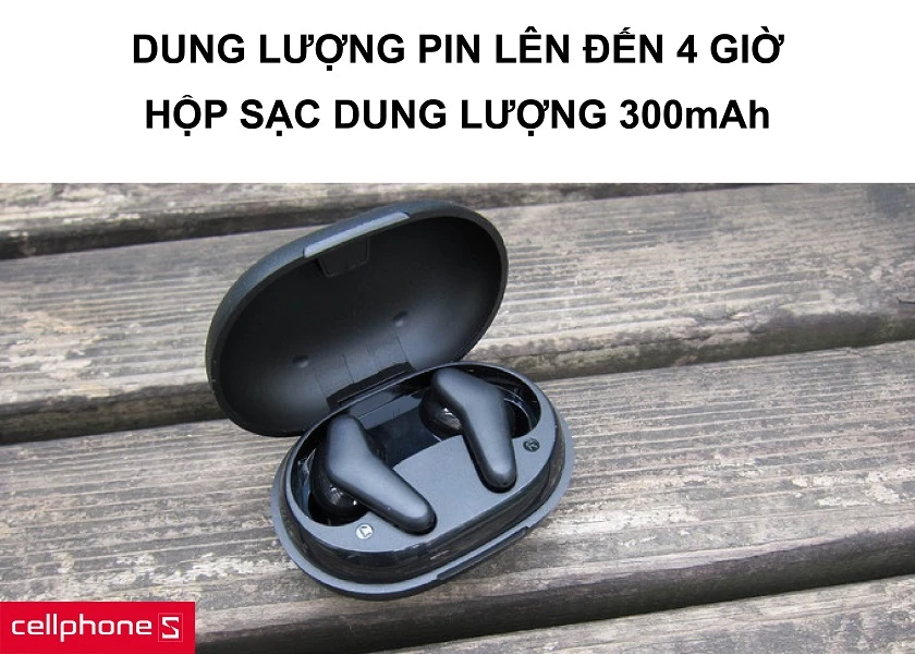 Dung lượng pin của tai nghe lâu dài đi kèm với hộp sạc dung lượng pin cực khủng