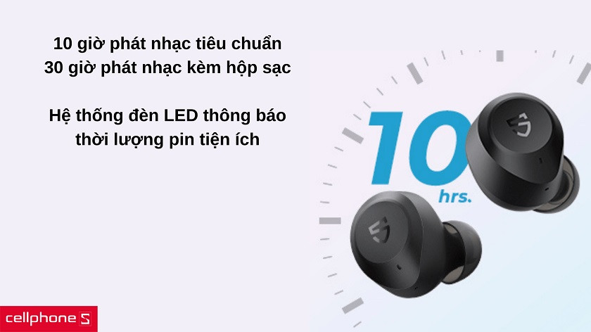 Thời lượng pin lên đến 30 giờ, dễ dàng nhận biết qua hệ thống đèn LED