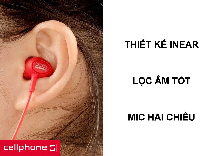 Thiết kế in-ear lọc tạp âm, chống ồn đi kèm với mic đàm thoại hai chiều cao cấp