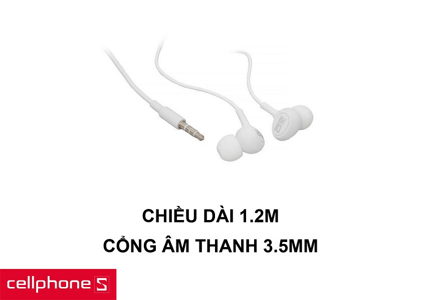 Kích thước dây 1.2 m thoải mái sử dụng và cổng âm thanh 3.5 mm tương thích