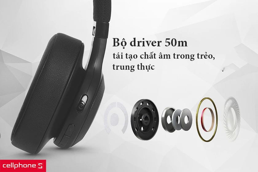 Driver 50mm tái tạo chất âm trong trẻo, trung thực