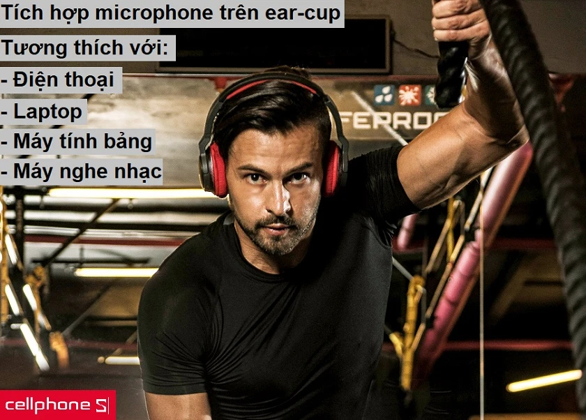 Khả năng tương thích cao cùng tích hợp microphone trên ear-cup