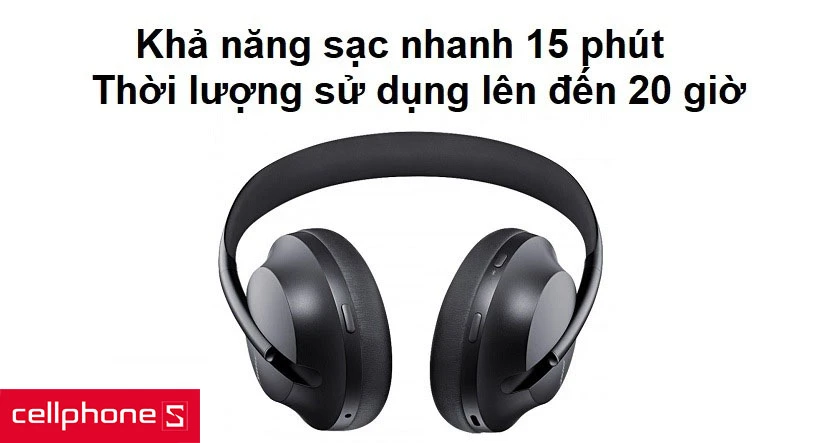 Khả năng sạc nhanh 15 phút và thời lượng sử dụng lên đến 20 giờ