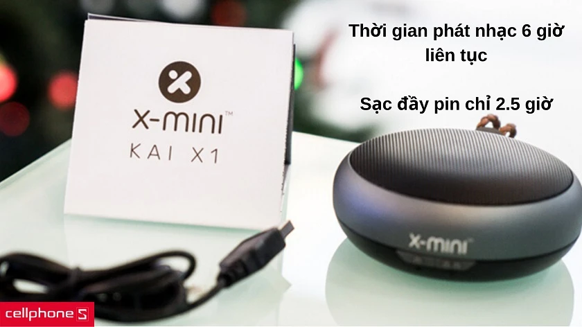 Thời gian phát nhạc đến 6 giờ liên tục và sạc nhanh chỉ trong 2.5 giờ