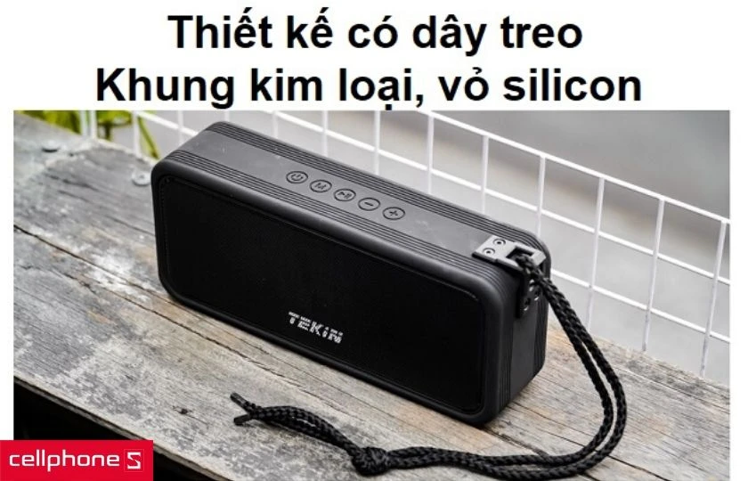 Thiết kế nhỏ gọn có dây treo với khung kim loại và vỏ silicone chắc chắn