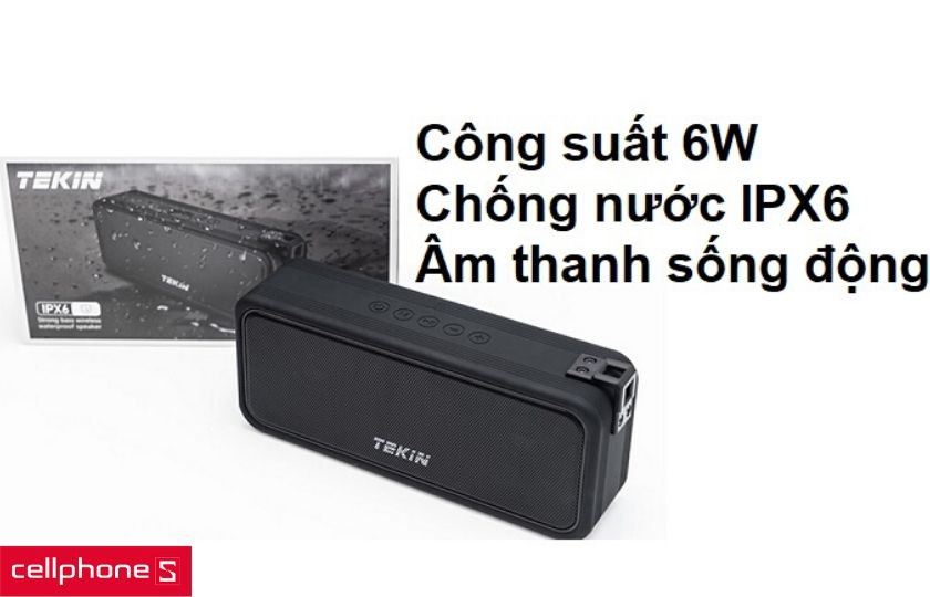 Hai loa công suất 6W cho chất lượng âm thanh tốt và chuẩn chống nước IPX6