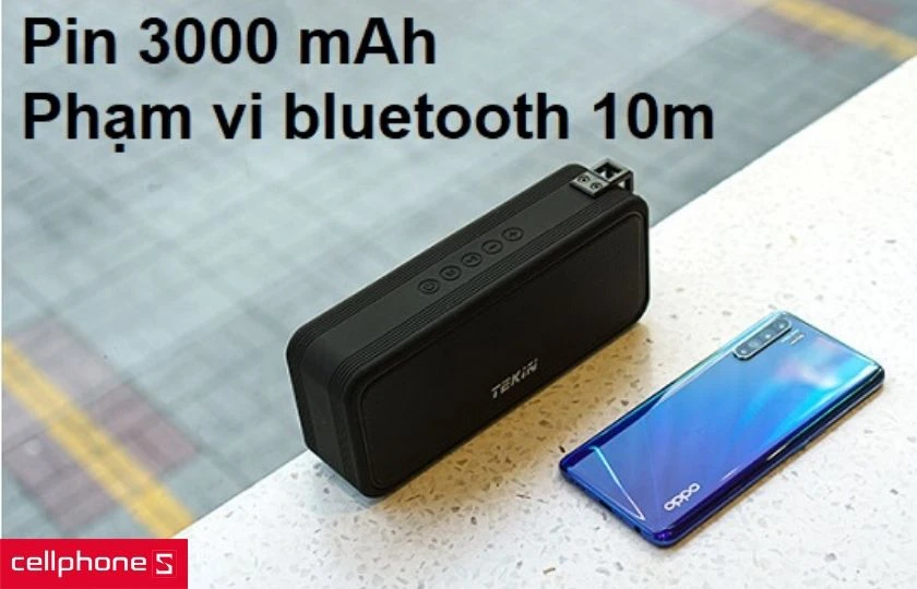 Dung lượng pin 3000 mAh và khả năng kết nối bluetooth phạm vi 10m