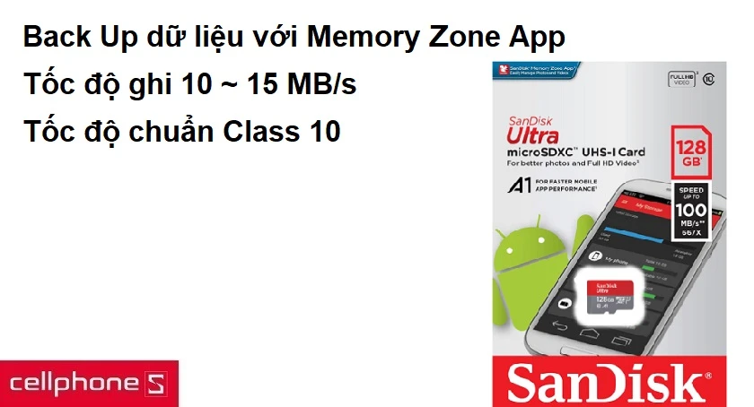 Tốc độ ghi 10 ~ 15 MB/s, Back Up dữ liệu nhanh chóng với Memory Zone App