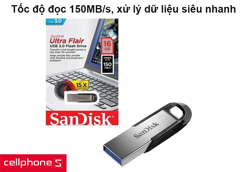 Tốc độ đọc 150MB/s, xử lý dữ liệu siêu nhanh