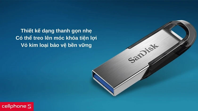 Thiết kế dạng thanh gọn nhẹ, với vỏ kim loại cứng cáp và bền chắc