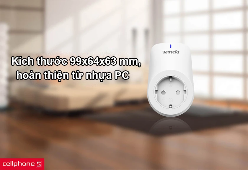 Kích thước chỉ 99x64x63 mm, hoàn thiện chất liệu từ nhựa PC