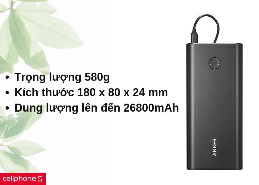 Thiết kế nhỏ gọn, tinh tế với dung lượng pin cực lớn lên đến 26800mAh
