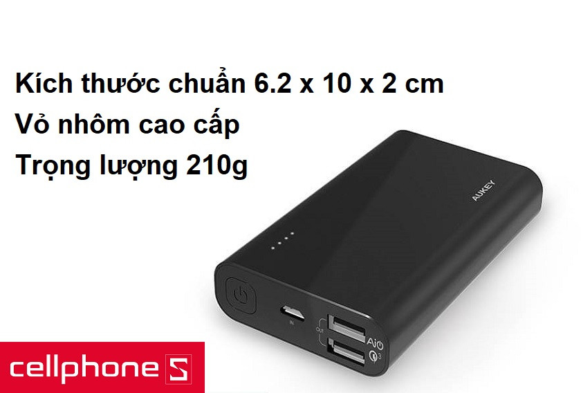 Vỏ nhôm cao cấp, trọng lượng 210g