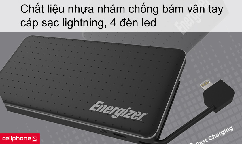 Chất liệu nhựa nhám chống bám vân tay, cáp sạc lightning, 4 đèn led