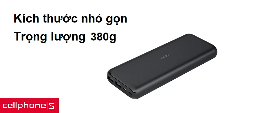 Kích thước nhỏ gọn, trọng lượng 380g