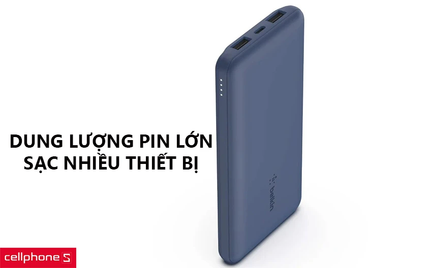 Dung lượng pin lớn, sạc cùng lúc cho ba thiết bị
